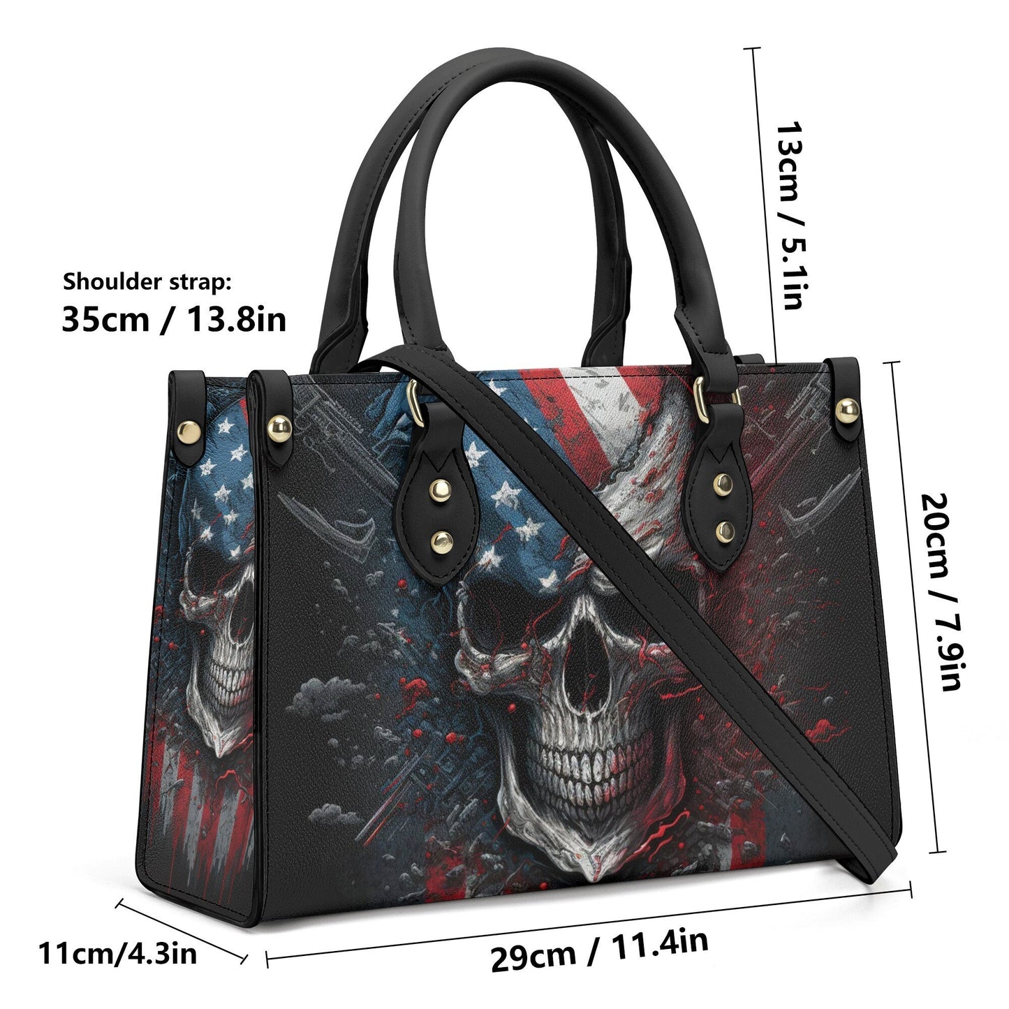 Skull with scythes purse, reaper skull women's handbag, halloween travel bag, skeleton tote bag, Spooky Halloween large tote bag, hooded sku