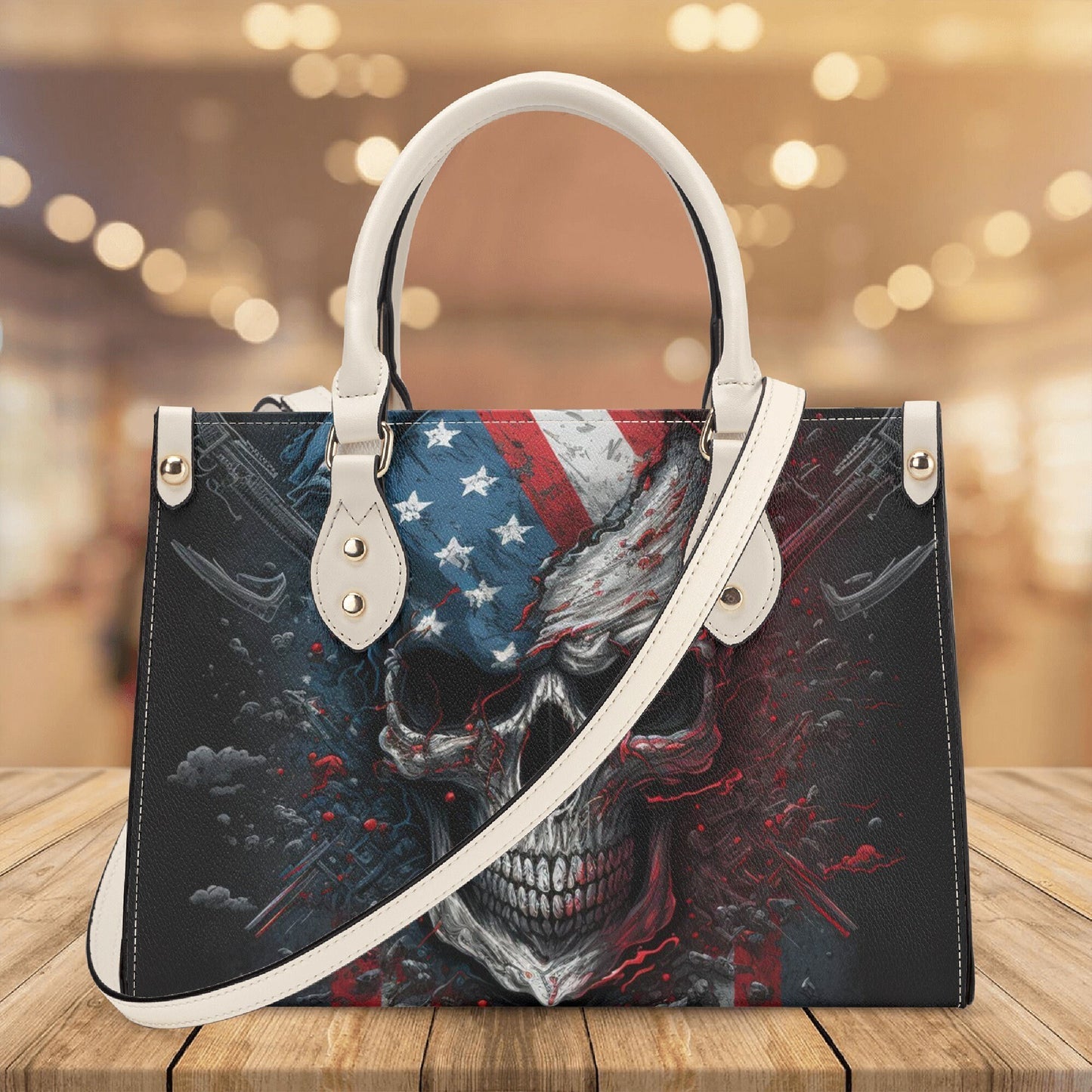 Skull with scythes purse, reaper skull women's handbag, halloween travel bag, skeleton tote bag, Spooky Halloween large tote bag, hooded sku