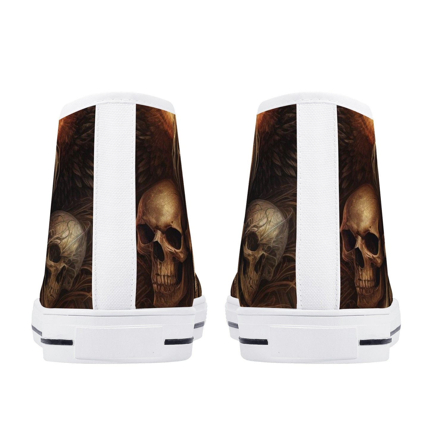 Goth canvas shoes, flaming skull high top shoes, rose skull shoes, flaming skull men sneakers, hooded skull women sneakers, gothic skull sho