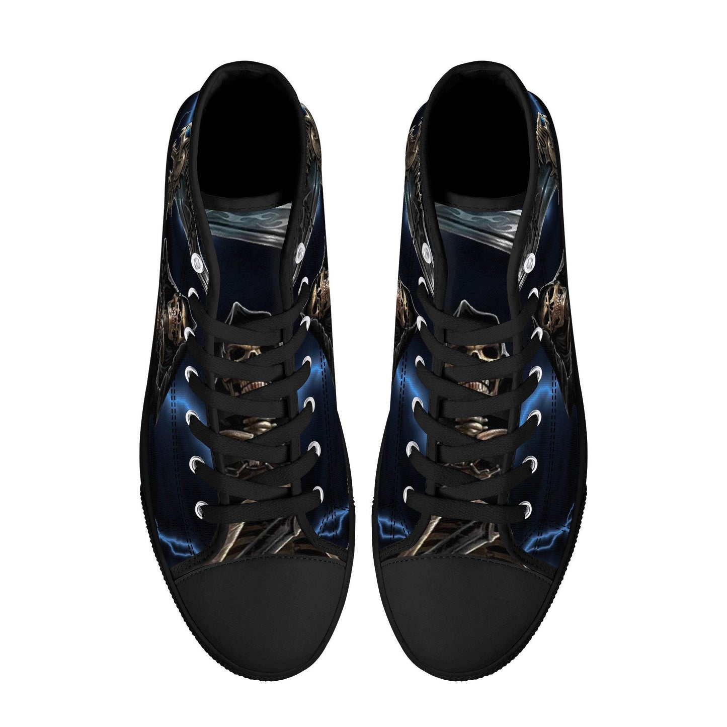 Halloween hight top sneakers, dark horror high-top shoes, skull with scythes men sneakers, evil face high top shoes, evil face shoes, flower