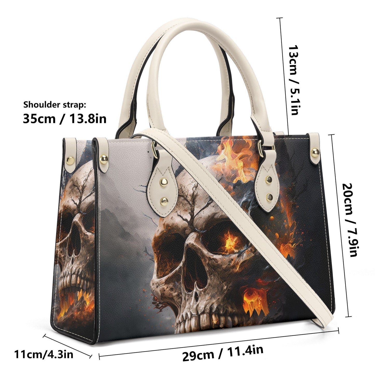 Evil face women's handbag, grim reaper messenger bag, spooky death cosmetic bag, skeleton purse, halloween travel bag, flaming skull women's
