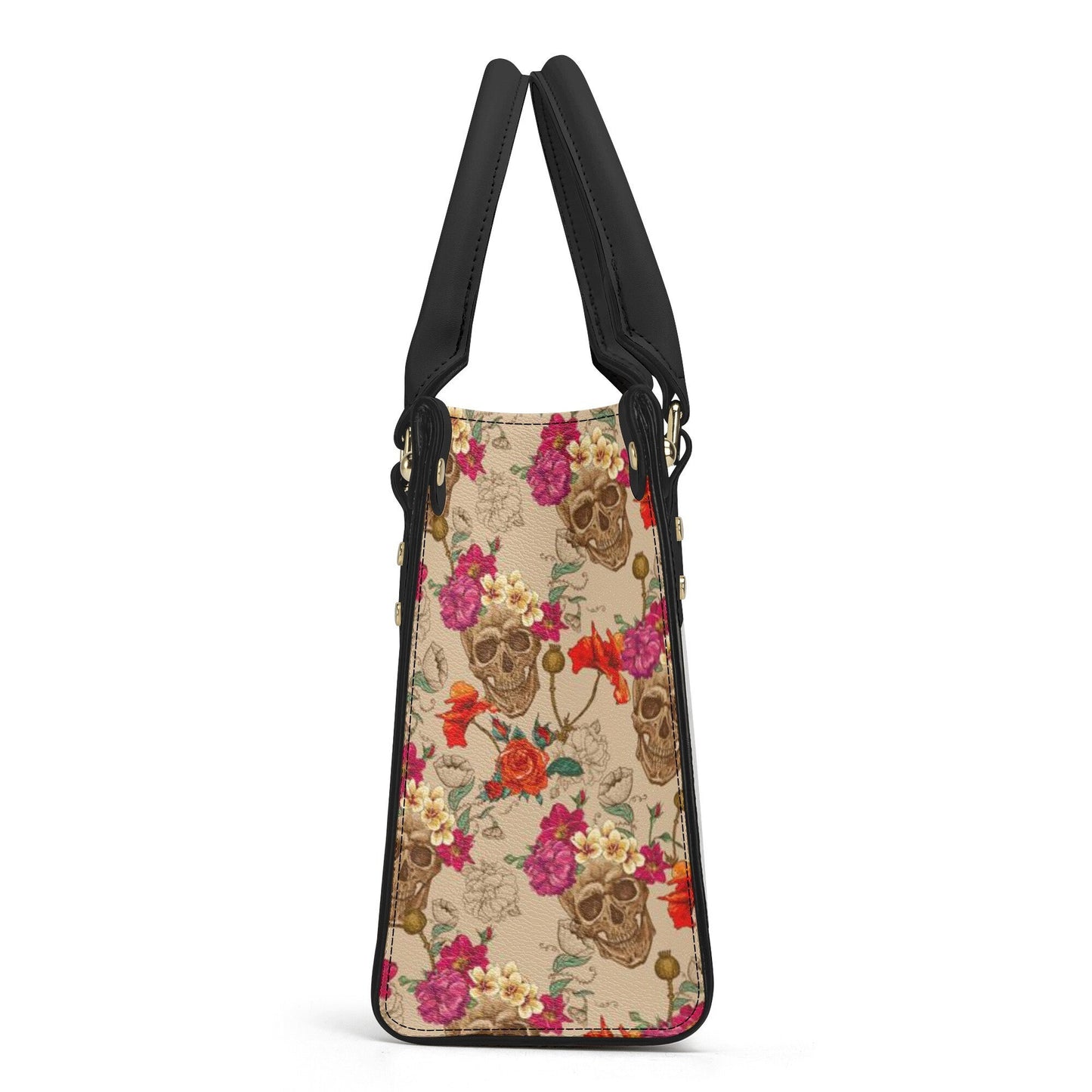 Sugar skull messenger bag, candy skull cosmetic bag, floral sugar skull handmade bag, dia de los muertos skull travel bag, cinco de mayo sku
