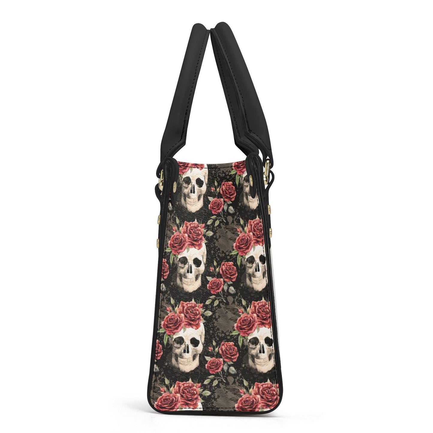 Rose skull shoulder bag, devil ghost travel bag, evil face crossbody bag, grim reaper women's purse, skull large tote bag, flower skull hand