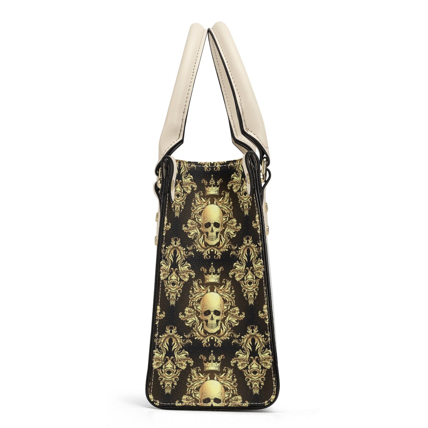 Skull with scythes cosmetic bag, hooded skull travel bag, halloween large tote bag, skull in fire crossbody bag, rose skull handbag with str