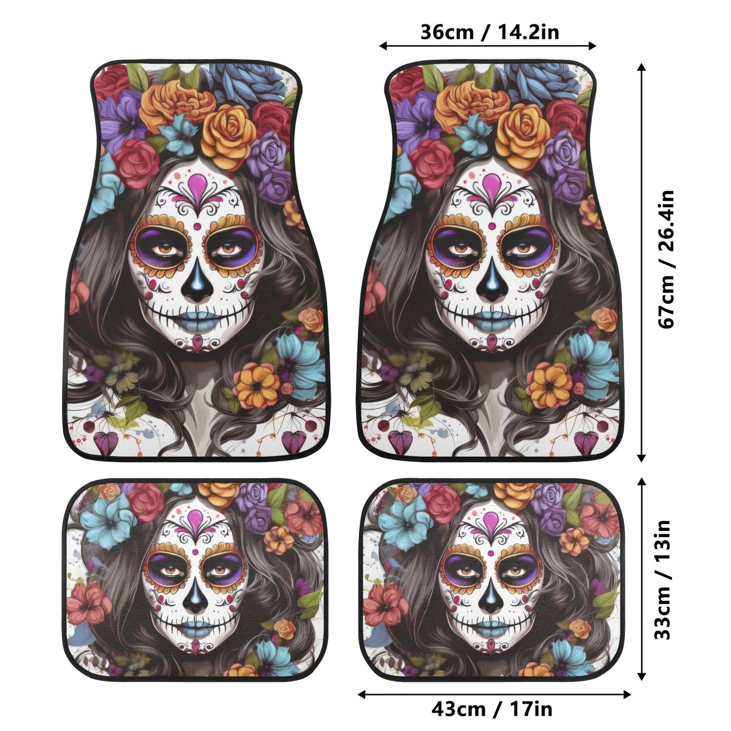 Mexican skull car seat cover full set, floral sugar skull cover cushion accessories for Cars, sugar skull girl seat cover for car, mexico ru