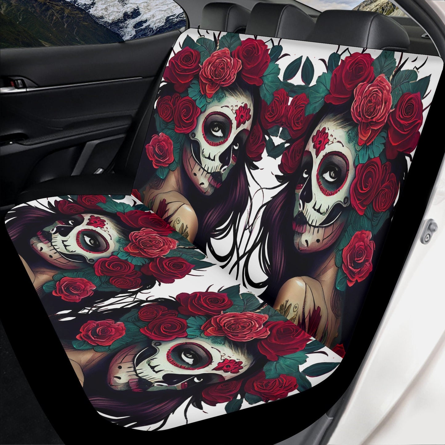 Dia de los muertos skull car seat cover full set, floral skull car seat cushion cover, cinco de mayo skull car seat cover, dia de los muerto