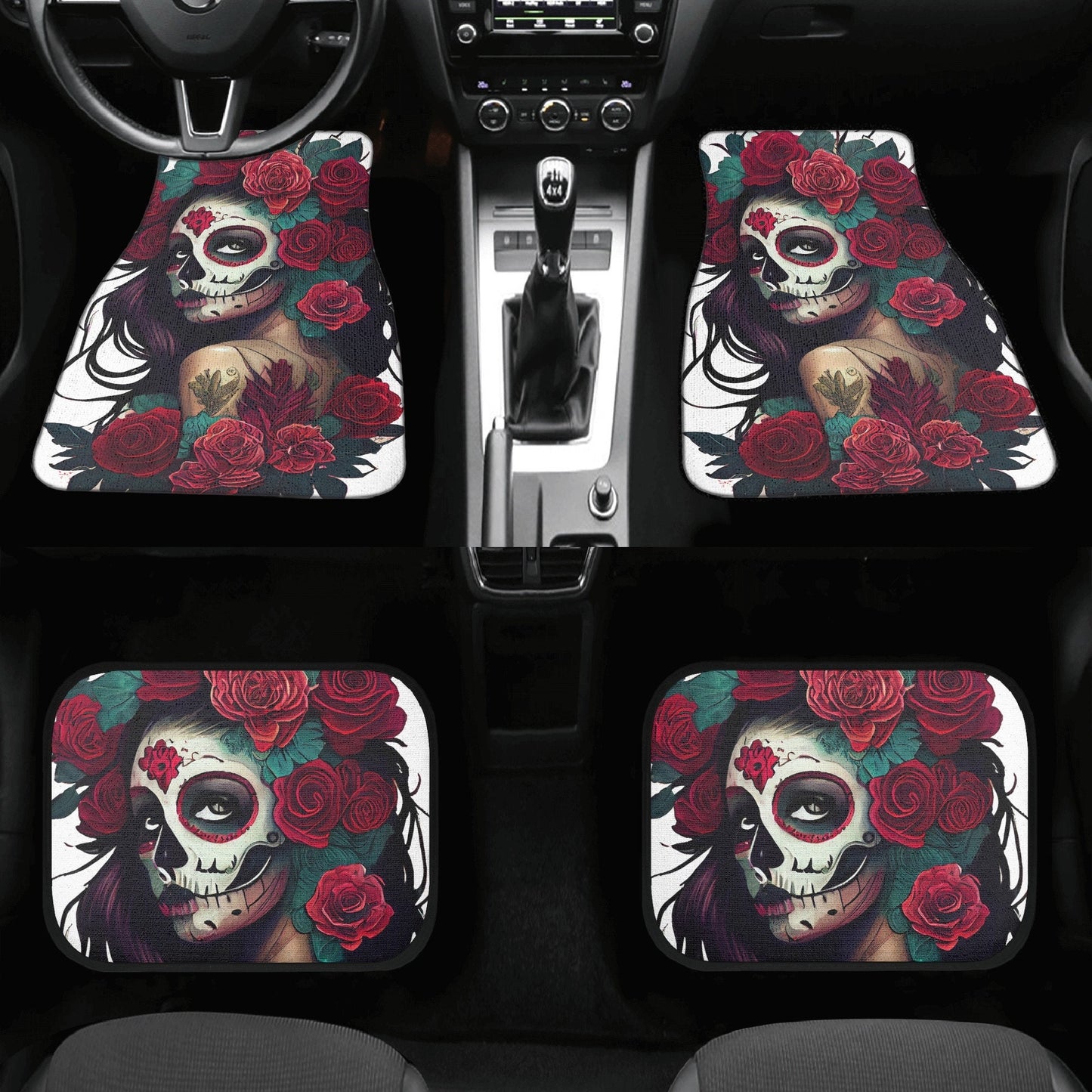 Dia de los muertos skull car seat cover full set, floral skull car seat cushion cover, cinco de mayo skull car seat cover, dia de los muerto