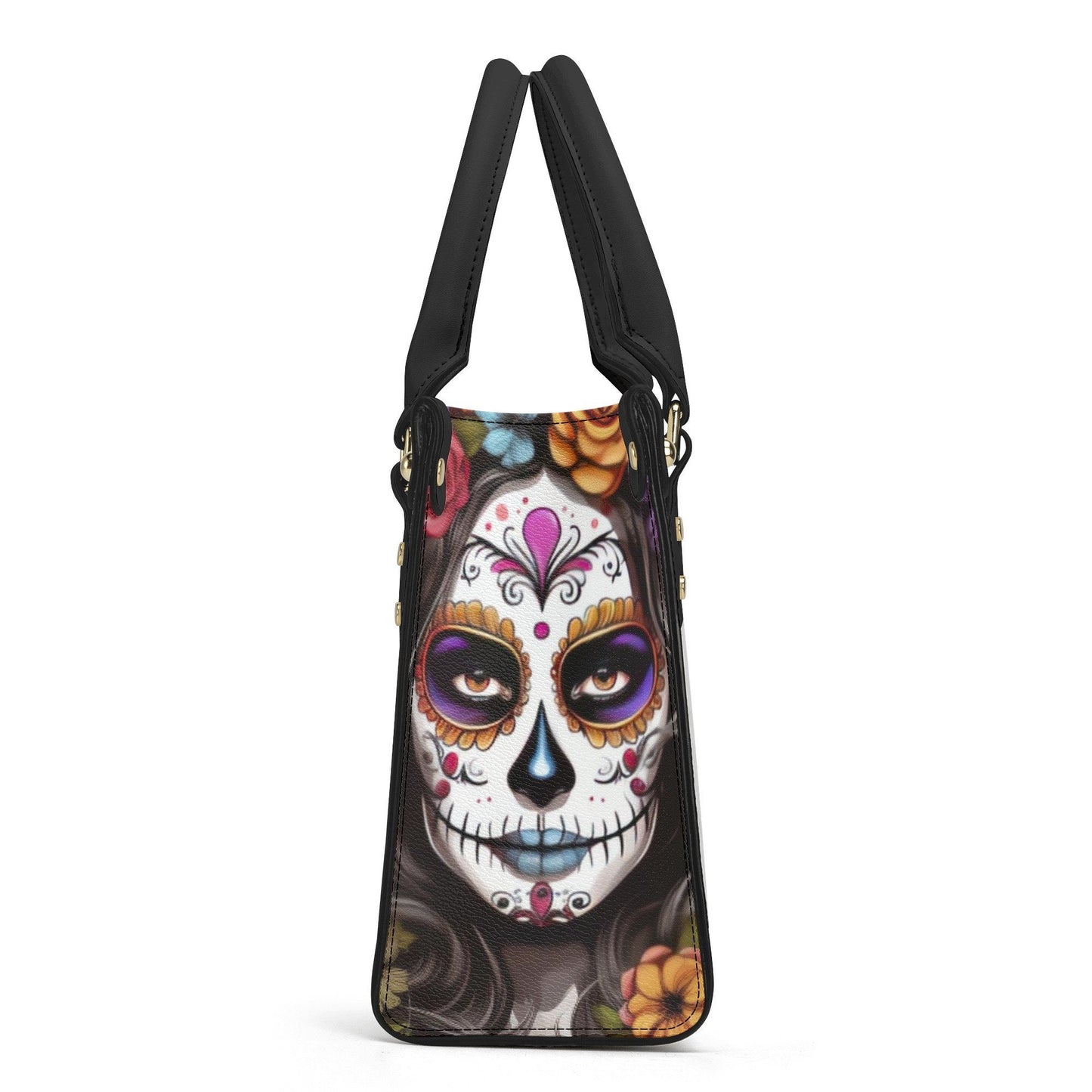 Mexican skull travel bag, day of the dead purse, floral sugar skull messenger bag, sugar skull girl travel bag, mexico tote bag, floral suga