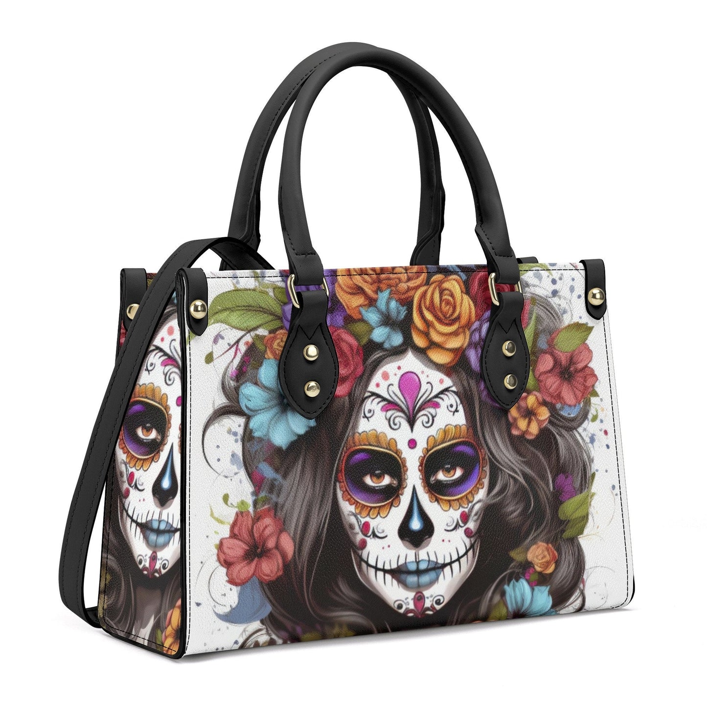 Mexican skull travel bag, day of the dead purse, floral sugar skull messenger bag, sugar skull girl travel bag, mexico tote bag, floral suga