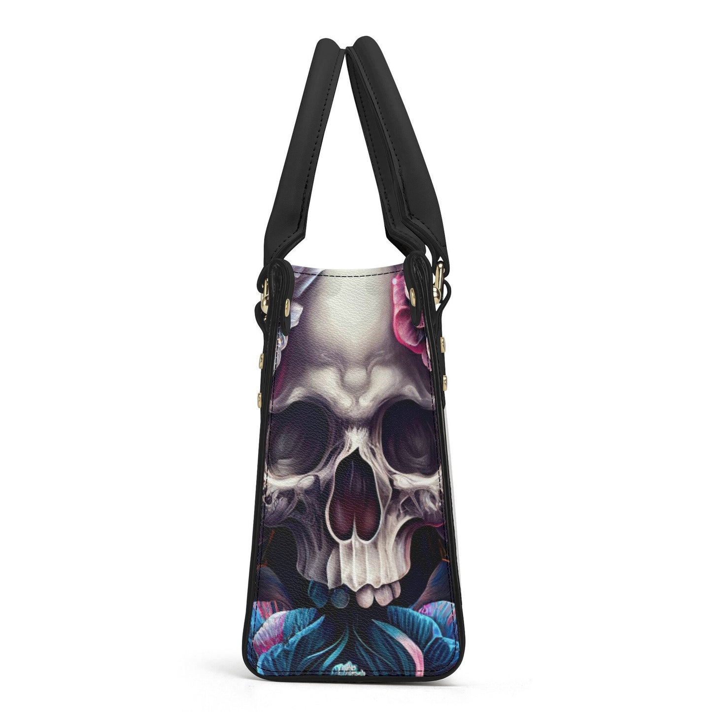 Spooky death handmade bag, halloween messenger bag, grim reaper handmade bag, floral skull handbag with strap, halloween body bag, punisher