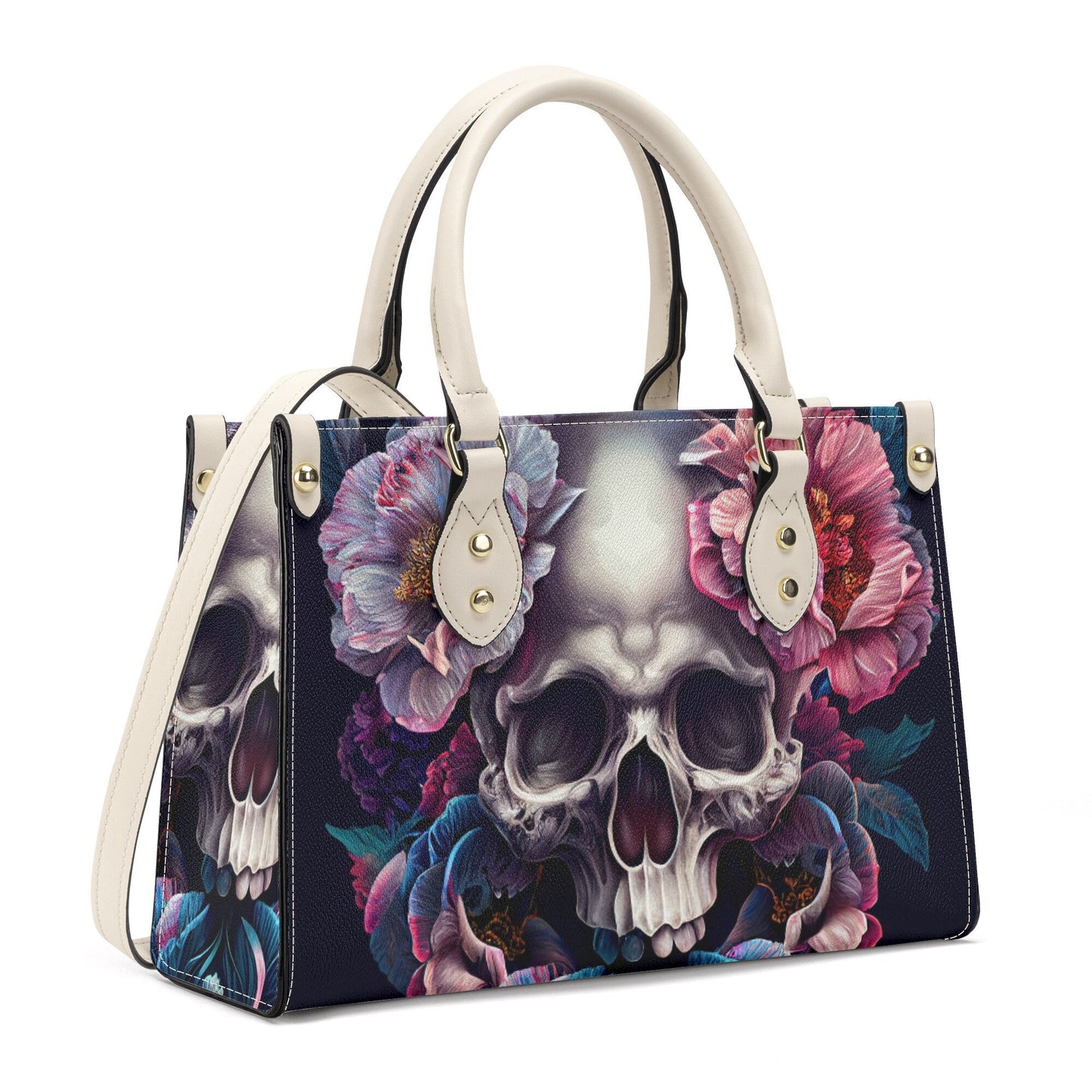 Spooky death handmade bag, halloween messenger bag, grim reaper handmade bag, floral skull handbag with strap, halloween body bag, punisher