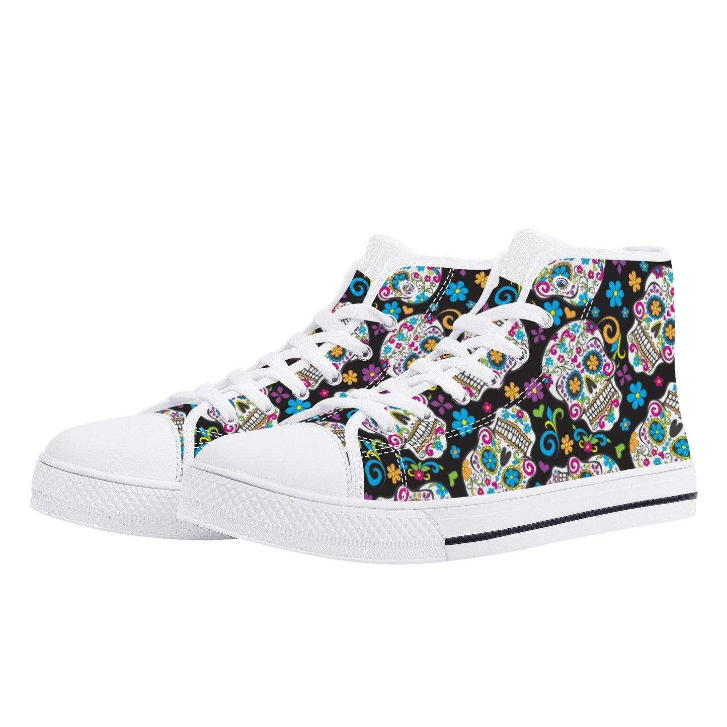 Day of the dead women sneakers, calaveras skull canvas shoes, candy skull shoes gift, sugar skull girl causual sneakers, candy skull shoes g