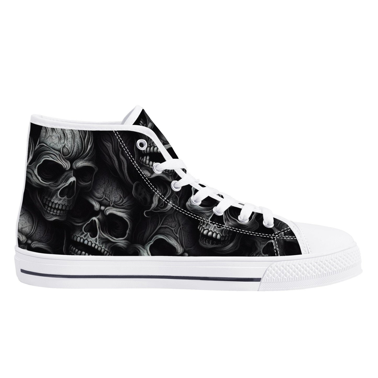 Hooded skull shoes gift, skull canvas shoes, punisher skull women shoes, christmas skull women shoes, christmas skull shoes gift, death with
