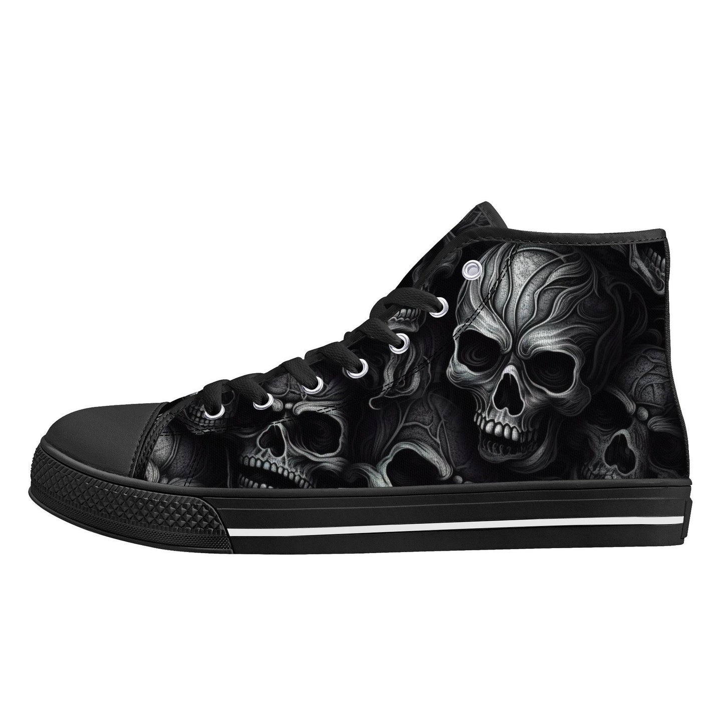 Hooded skull shoes gift, skull canvas shoes, punisher skull women shoes, christmas skull women shoes, christmas skull shoes gift, death with