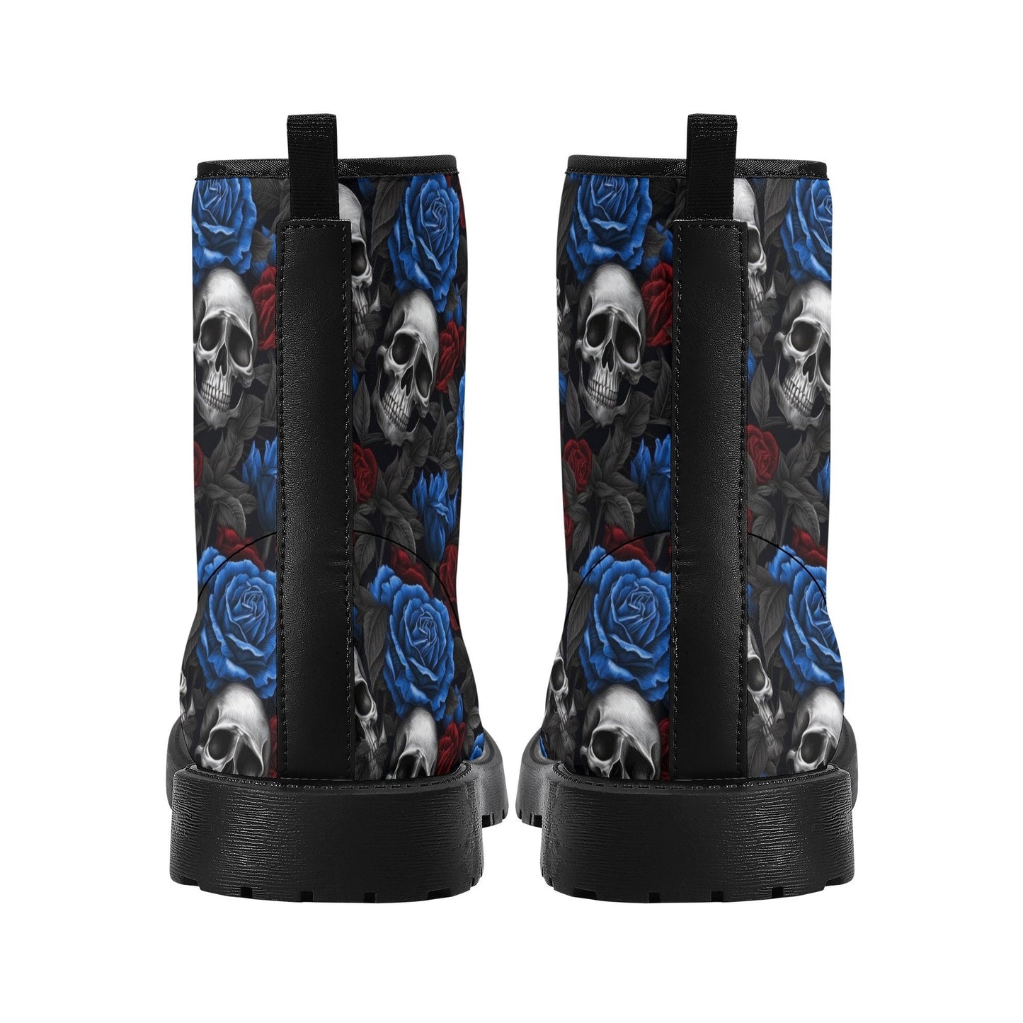 Spooky Halloween fashion leather boots, rose skull boots, reaper skull boots, floral skull fashion leather boots, punisher skull boots, puni