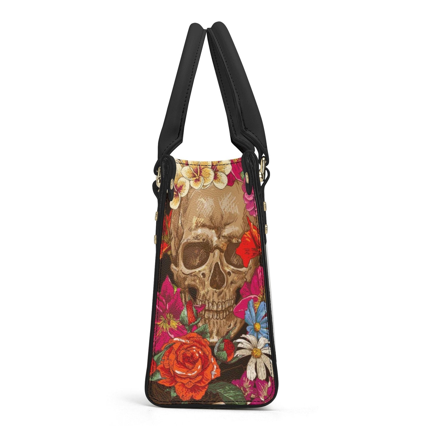 Sugar skull travel bag, mexican skull travel bag, day of the dead travel bag, floral sugar skull tote bag, calaveras skull purse, floral sku