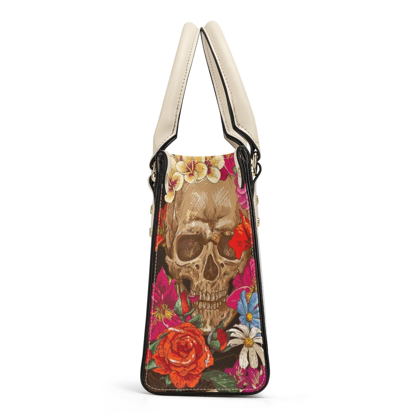 Sugar skull travel bag, mexican skull travel bag, day of the dead travel bag, floral sugar skull tote bag, calaveras skull purse, floral sku