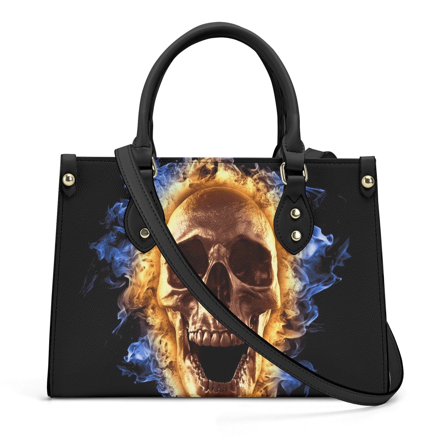 Goth travel bag, gothic skull tote bag, skeleton women's handbag, punisher skull handbag, flame skull handbag, spooky death travel bag skull