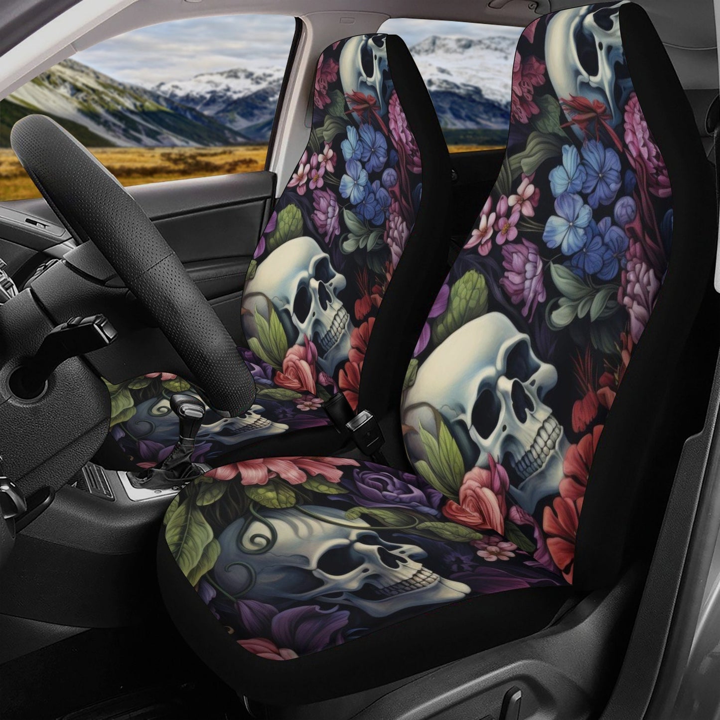 Skeleton car rug, motorcycle skull seat cover for car, motorcycle skull car seat protector cover, death skull car accessories, flame skull c