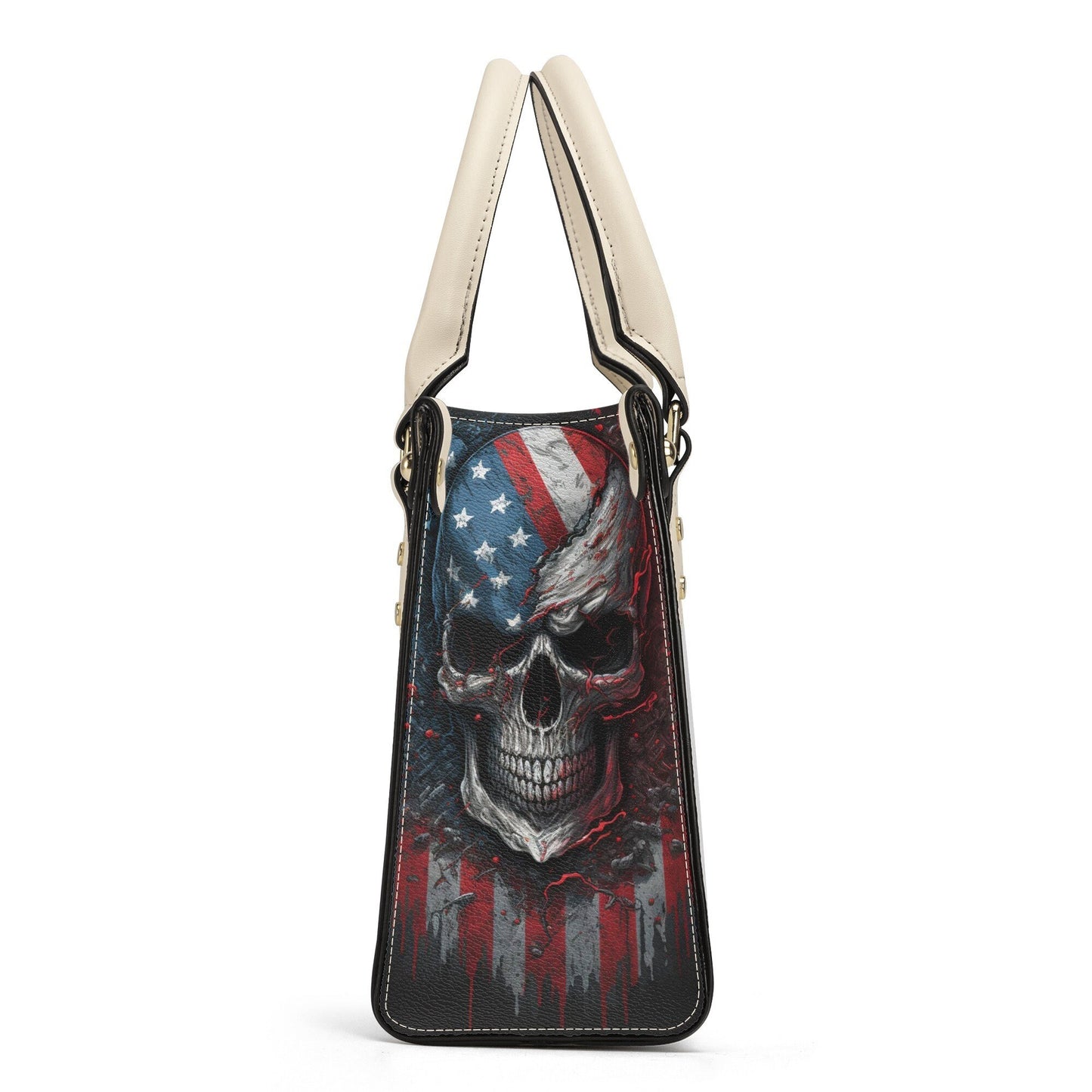Skull with scythes purse, reaper skull women's handbag, halloween travel bag, skeleton tote bag, Spooky Halloween large tote bag, hooded sku