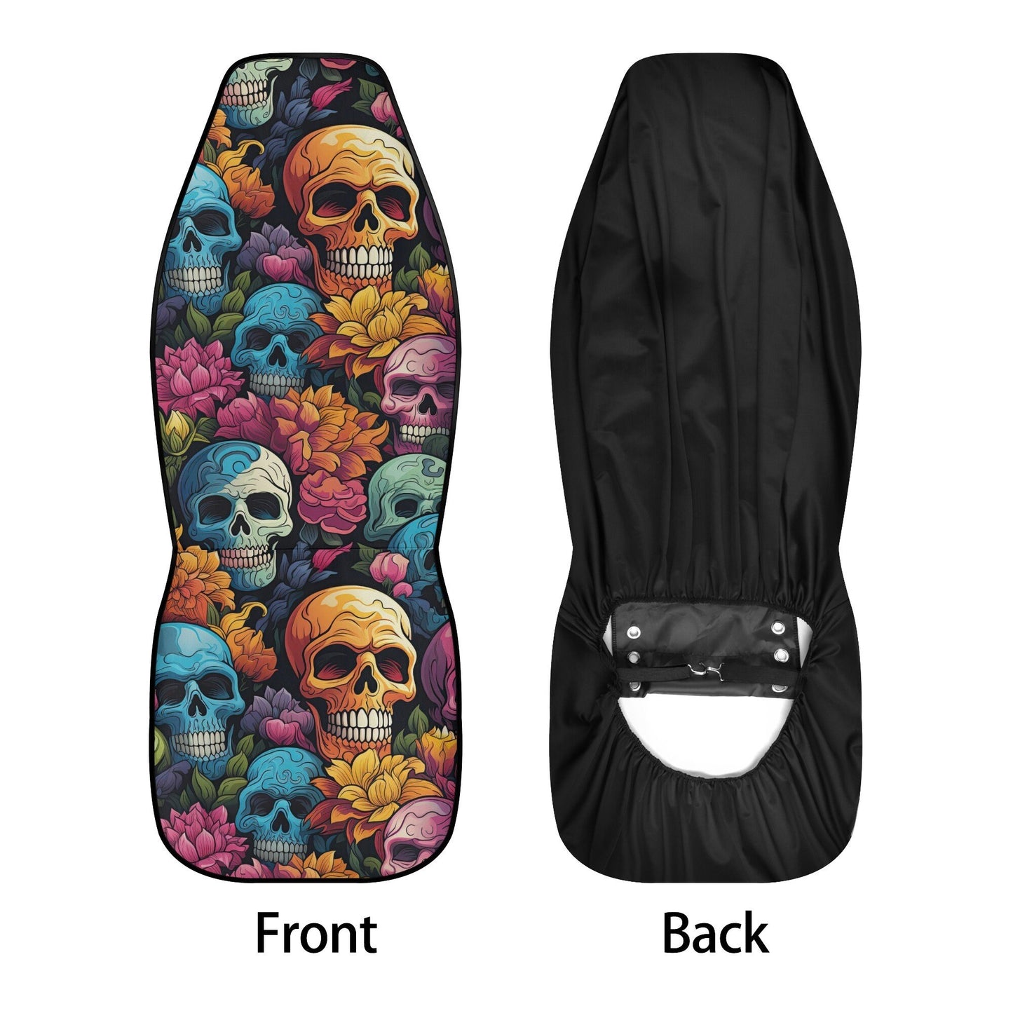 Evil face rug mat for car, floral skull slip-on seat covers, dark horror seat cushion, evil car accessories, flame skull car seat cover full