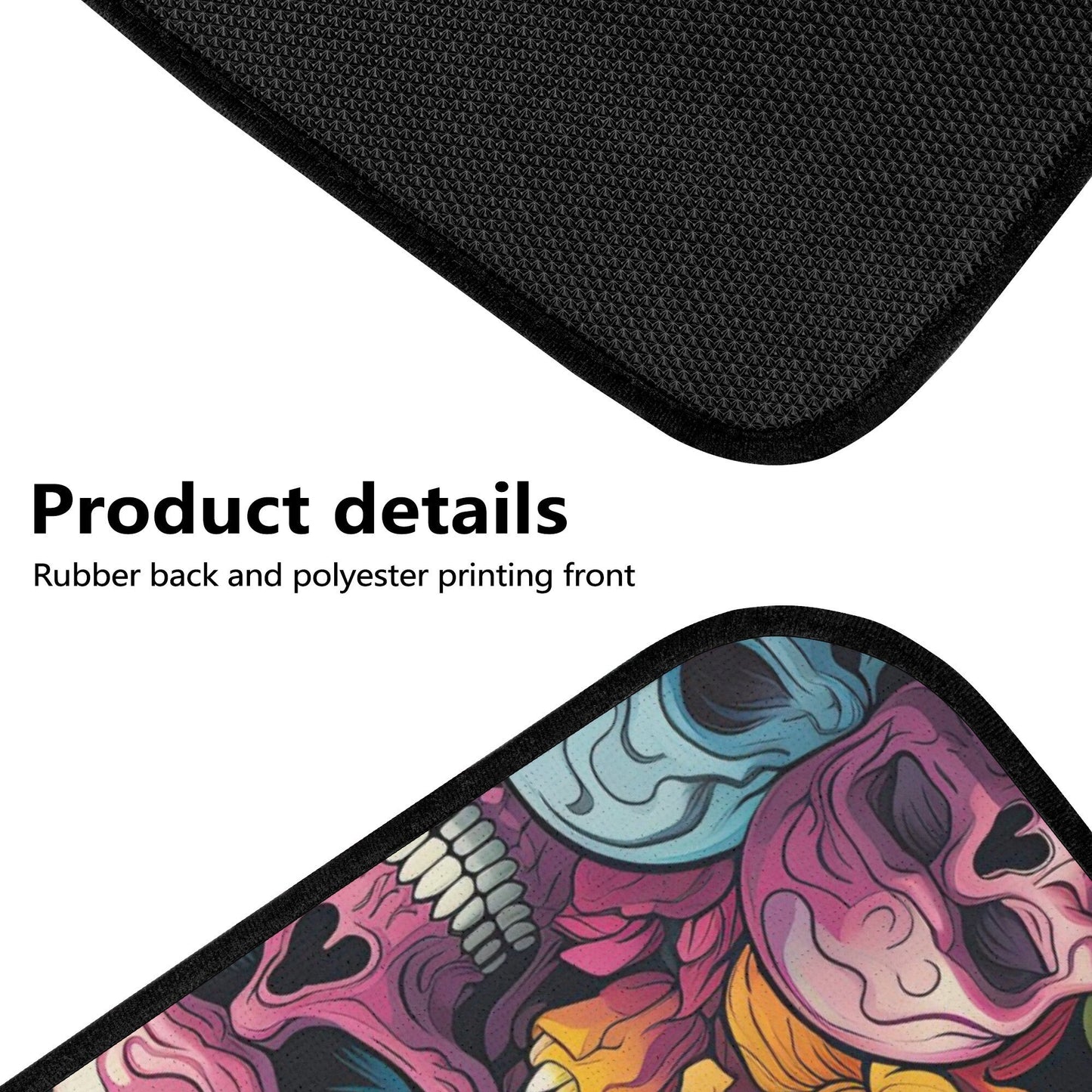 Evil face rug mat for car, floral skull slip-on seat covers, dark horror seat cushion, evil car accessories, flame skull car seat cover full