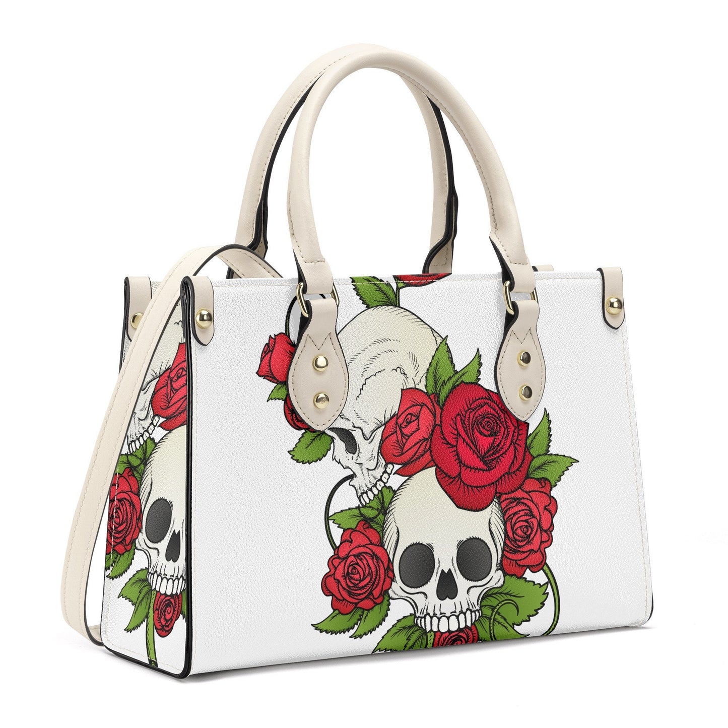 Floral skull women's purse, skeleton handbag with strap, floral skull travel bag, hooded skull women's purse, gothic skull travel bag, hoode