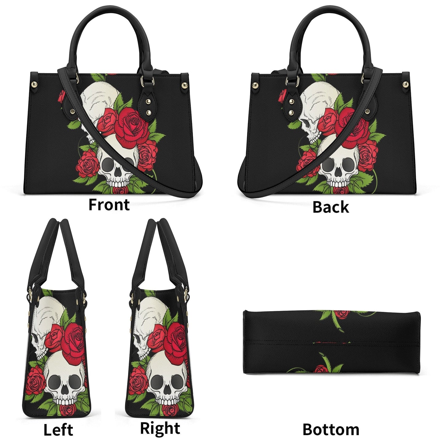 Floral skull women's purse, skeleton handbag with strap, floral skull travel bag, hooded skull women's purse, gothic skull travel bag, hoode