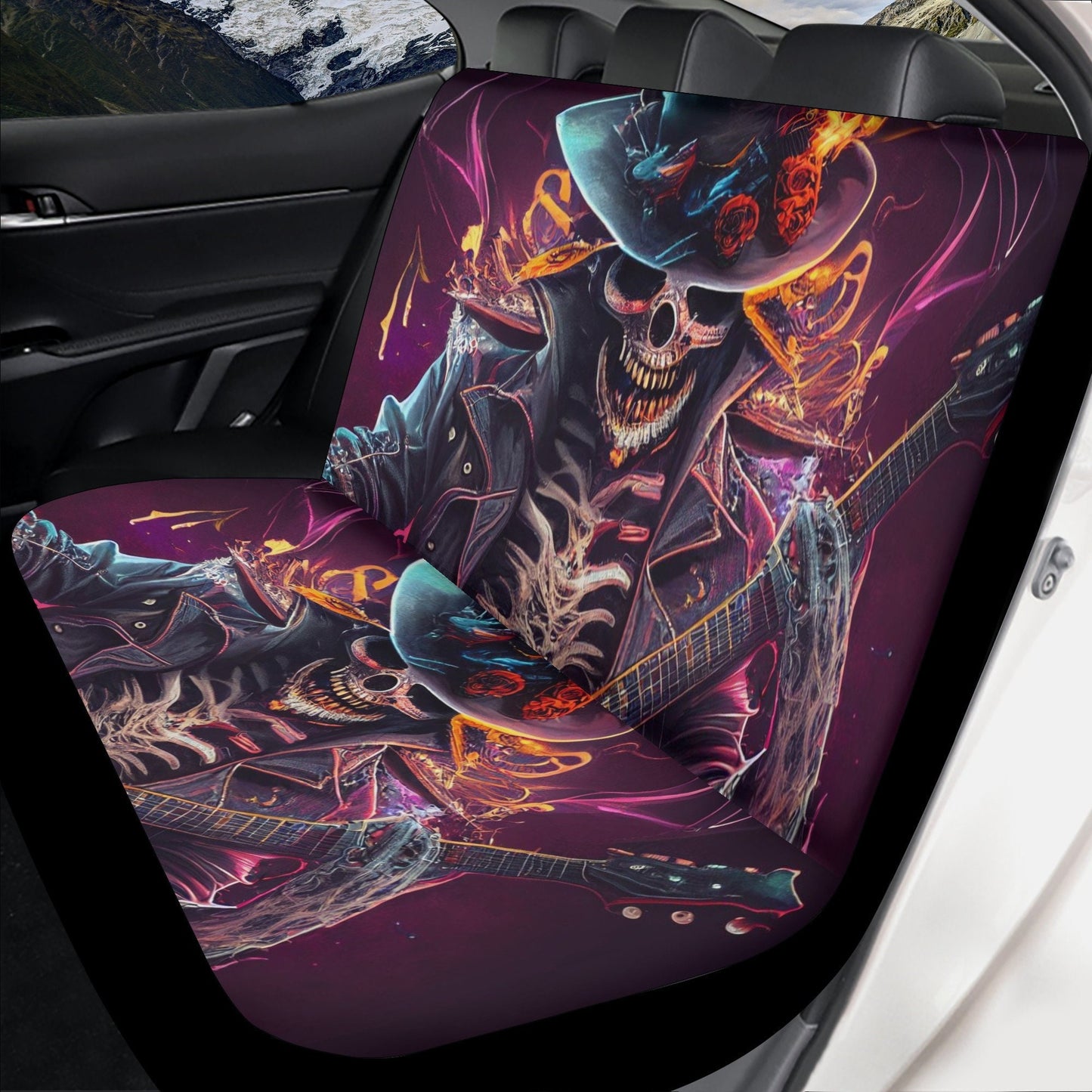 Evil rug for car, horror car seat cover full set, evil seat cover for vehicles, hooded skull car protector, flame skull car tool, flower sku