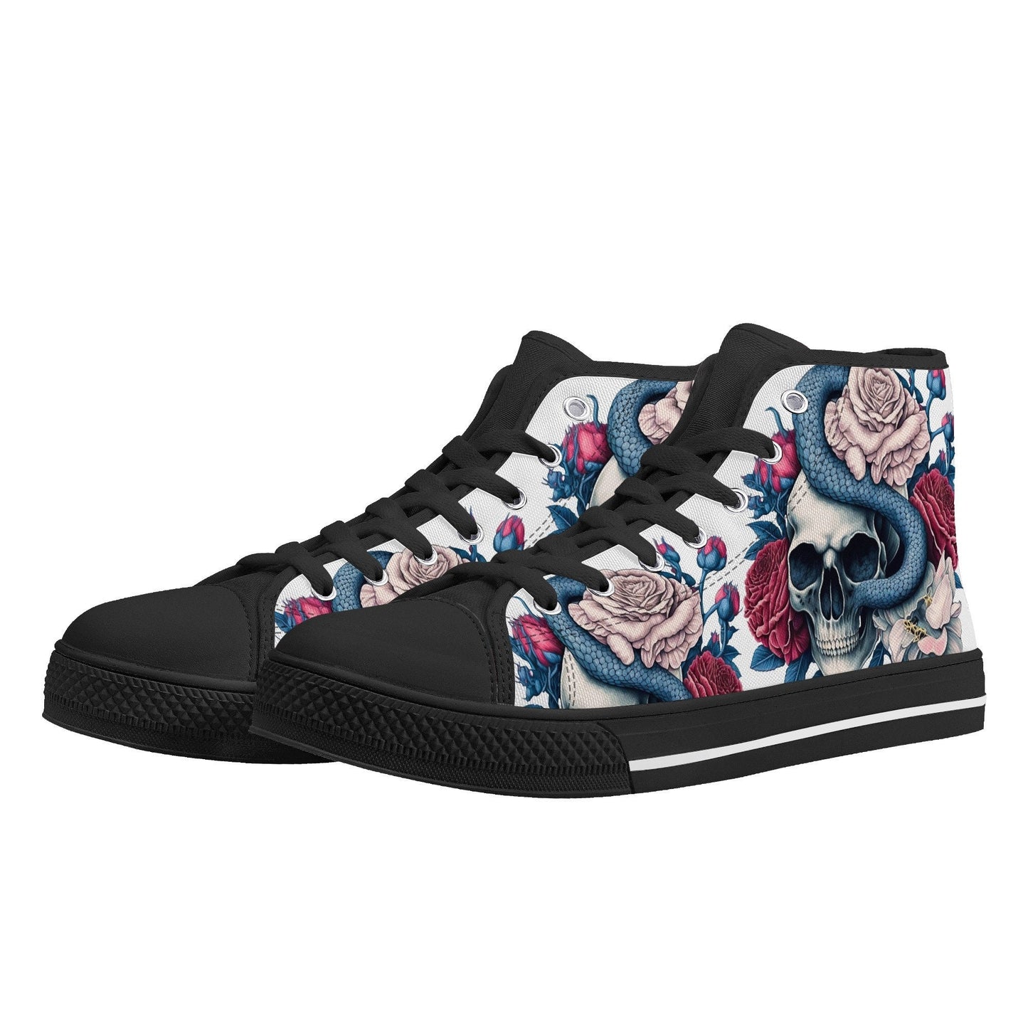 Goth sneakers, spooky death men shoes, goth shoes, skull in fire shoes for him, skull men shoes, horror high top shoes, reaper skull shoes f