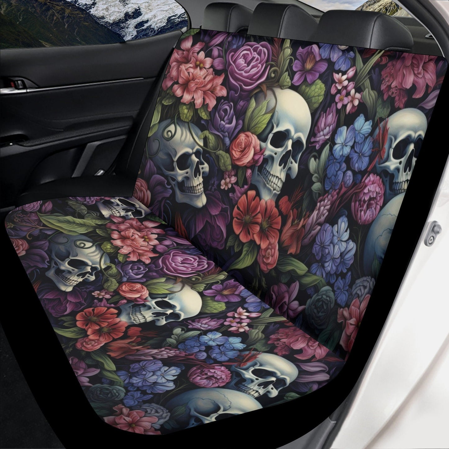 Skeleton car rug, motorcycle skull seat cover for car, motorcycle skull car seat protector cover, death skull car accessories, flame skull c