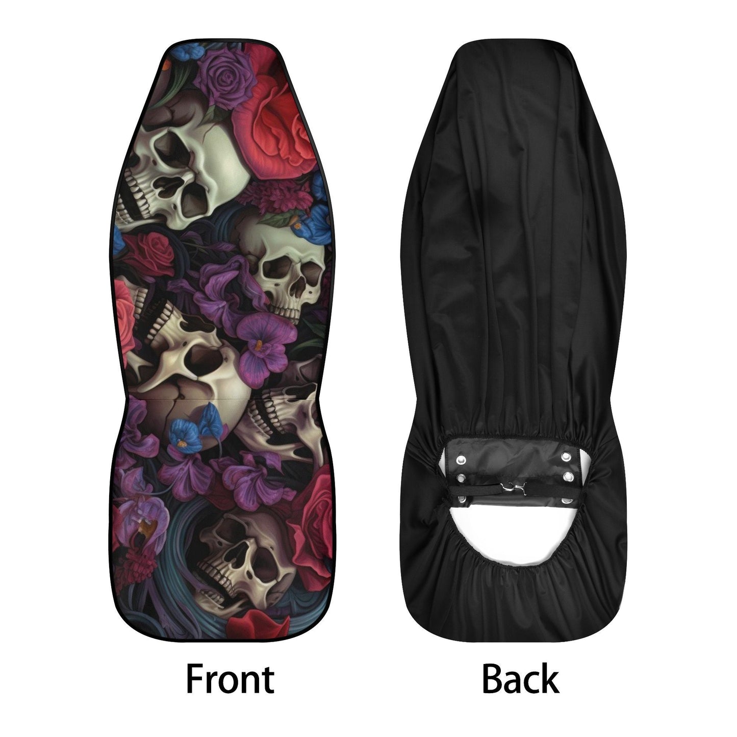Rose skull steering wheel, halloween car headrest covers, motorcycle skull car seat accessory, spooky death seat cover for vehicles, hooded