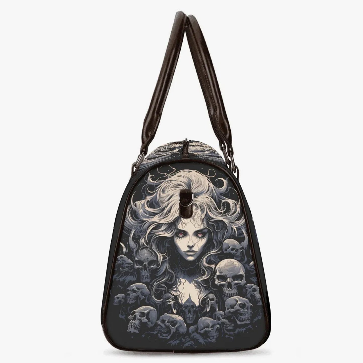 Skull duffel bag, goth duffel bag, flower skull monogrammed bag, death skull Overnight Bag, motorcycle skull travel bag, reaper skull duffel
