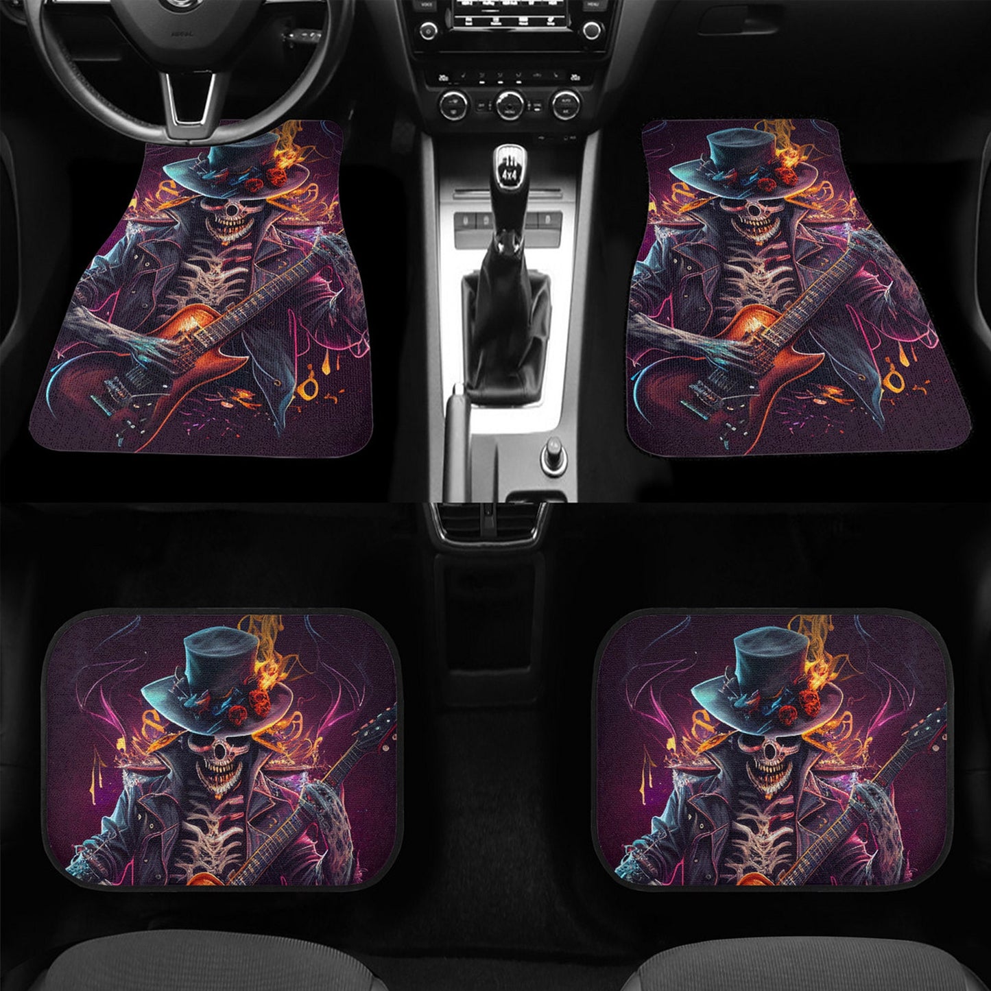 Evil rug for car, horror car seat cover full set, evil seat cover for vehicles, hooded skull car protector, flame skull car tool, flower sku