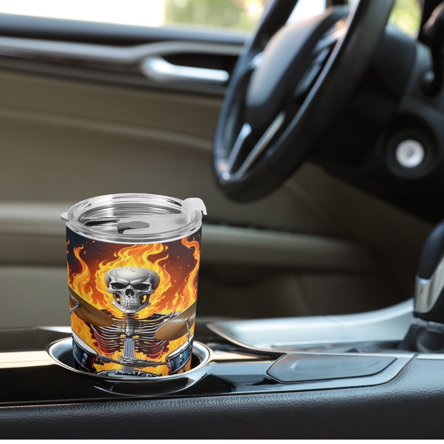 Grim reaper tumbler cup mug, skeleton mug, hooded skull travel mug, gothic skull tumbler, rose skull tumbler cup mug, floral skull mug, flam