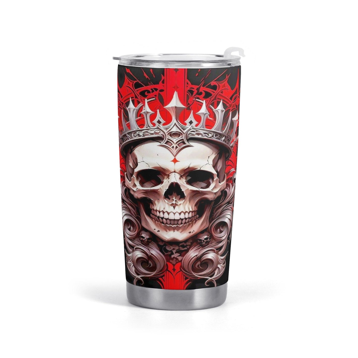 Rose skull jumbo Mug, biker skull tumbler, skull coffee mug, horror tumbler, spooky death tumbler, skull travel mug, reaper skull coffee mug