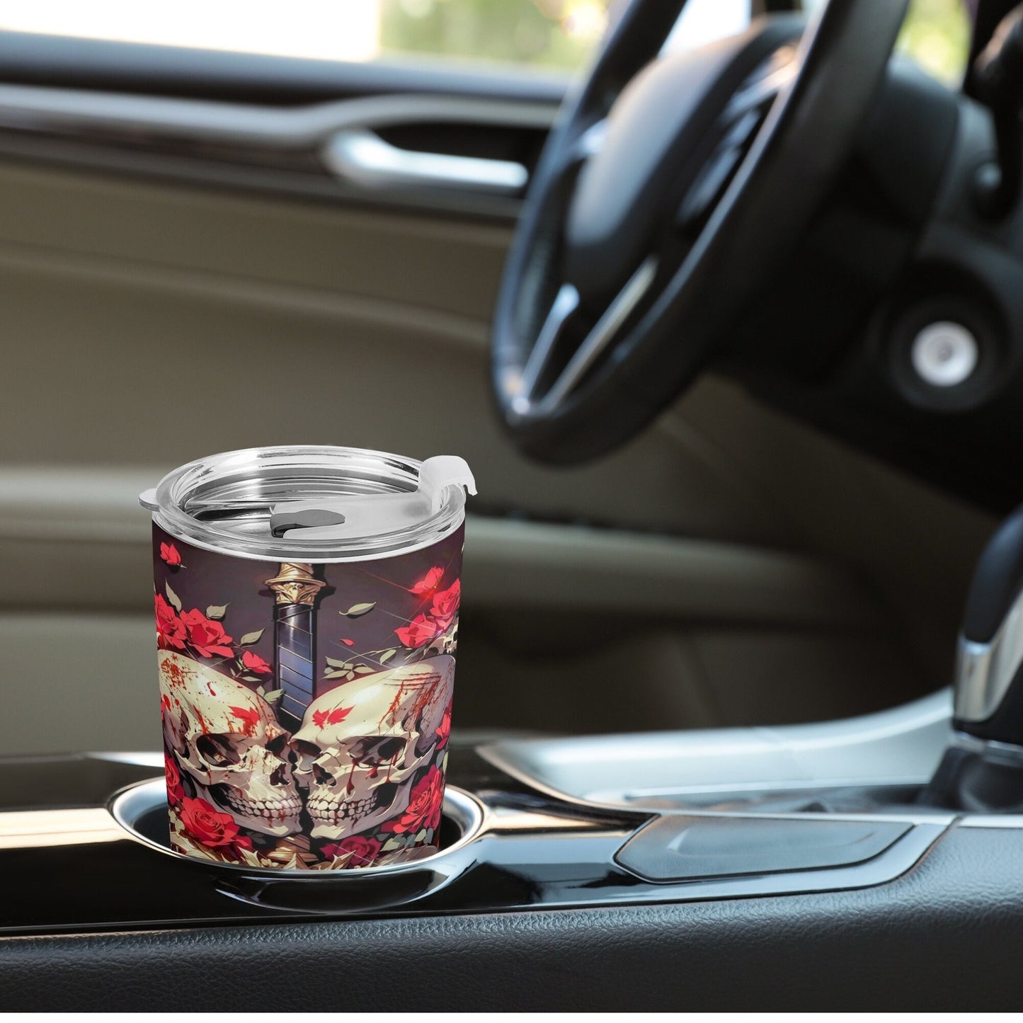 Death skull beer mug, floral skull beer mug, evil face tumbler, christmas skull travel mug, hooded skull cup, goth freezer Mug, grim reaper