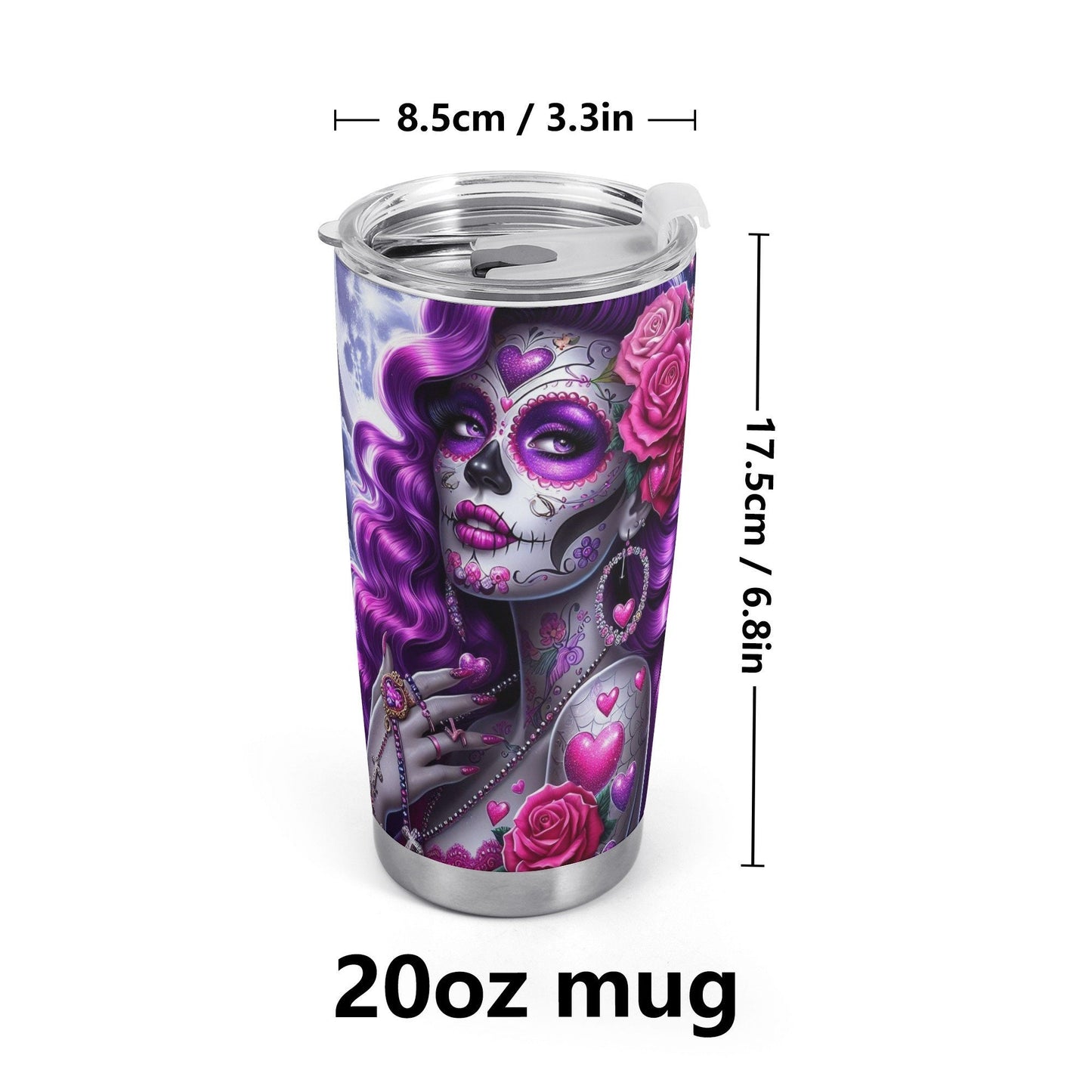 Day of the dead tumbler, sugar skull cup mug tumbler, Dia de los muertos skull tumbler mug cup, candy skull skeleton gothic mug cup tumbler
