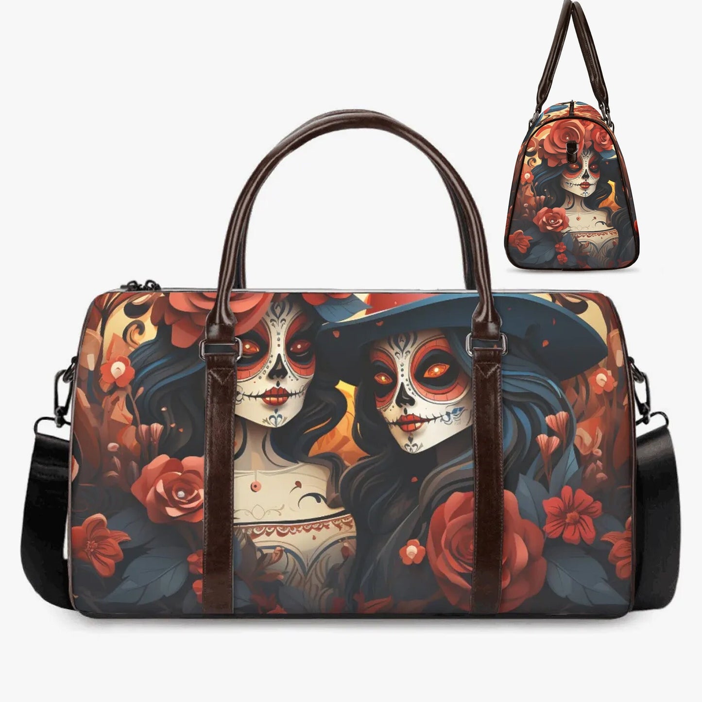 Sugar skull girl travel bag, mexican skull large travel bag, dia de los muertos skull Vacation Holidays Travel Bag, sugar skull girl shoulde