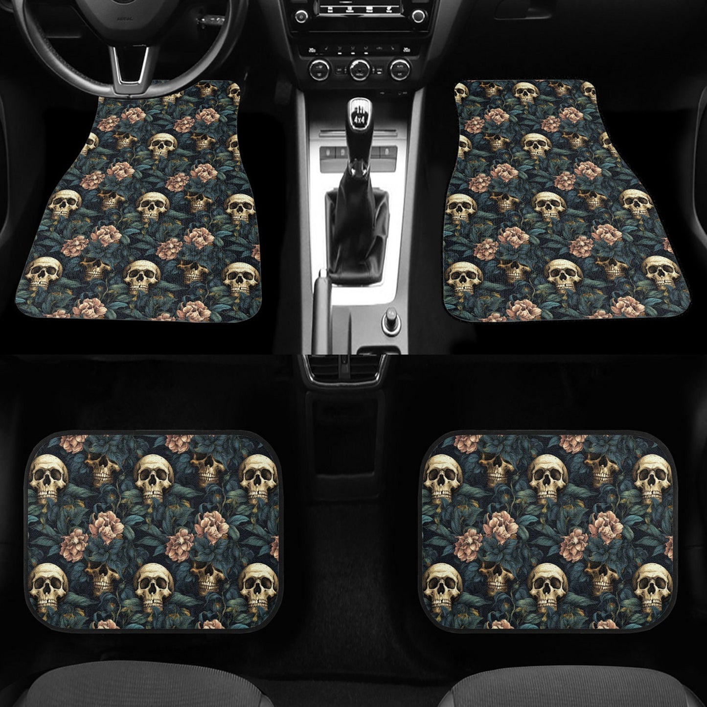 Halloween car handbrake covers, horror truck seat cover, goth car mat flooring, evil face car protector, evil seat cushion, devil ghost car