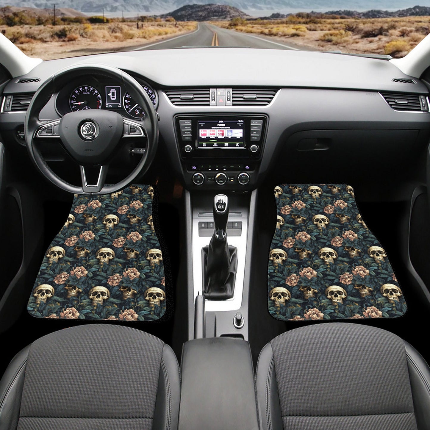 Halloween car handbrake covers, horror truck seat cover, goth car mat flooring, evil face car protector, evil seat cushion, devil ghost car