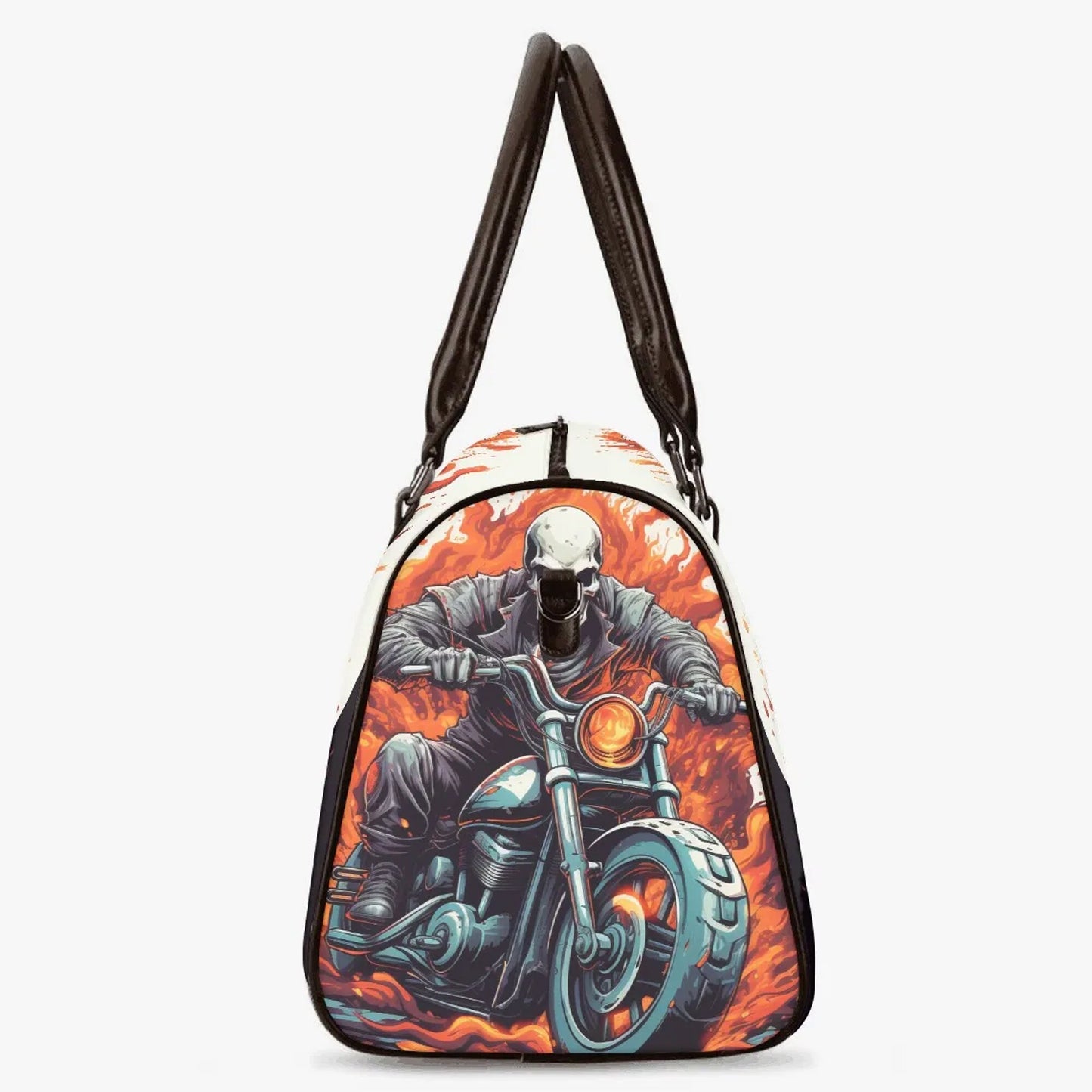Biker skull large travel bag, evil weekender bags, death skull travel bag, death skull handbag, skull with scythes monogrammed bag, Spooky H