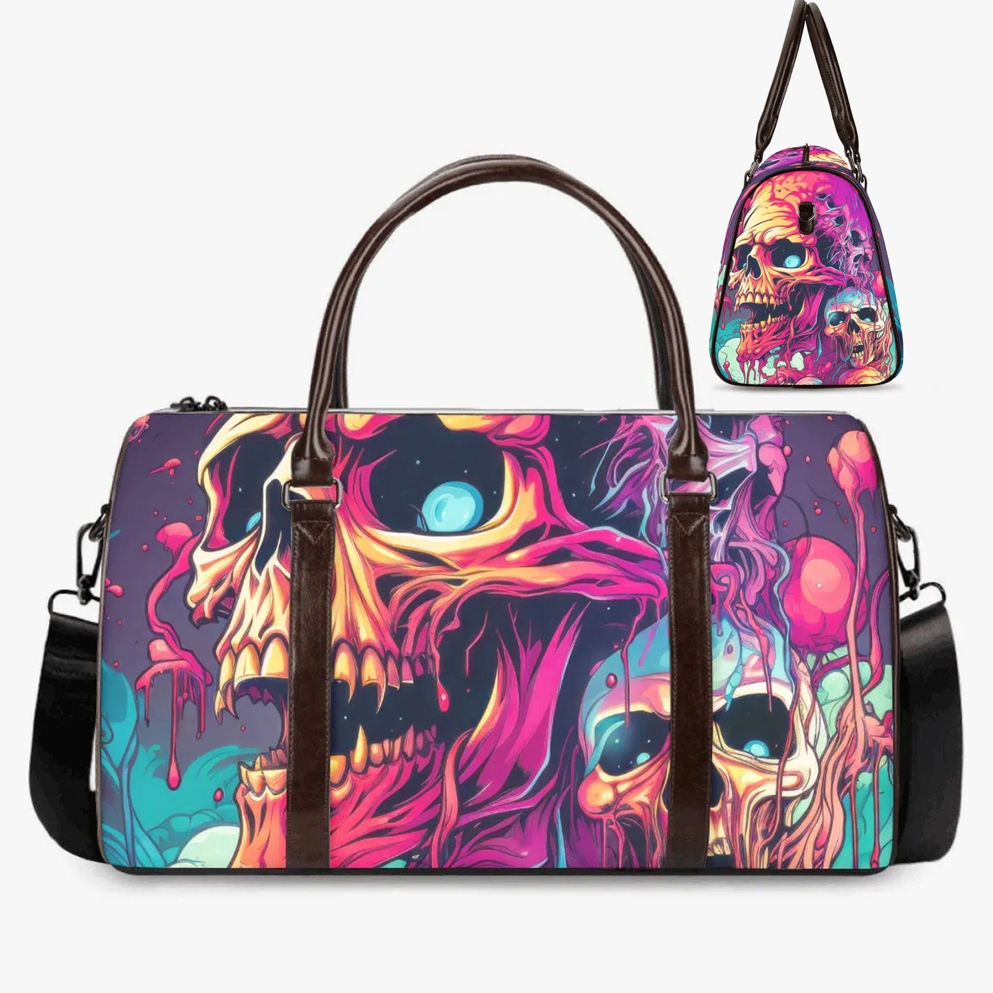 Skull with scythes duffel bag, grim reaper large travel bag, punisher skull Overnight Bag, goth travel bag, punisher skull monogrammed bag,