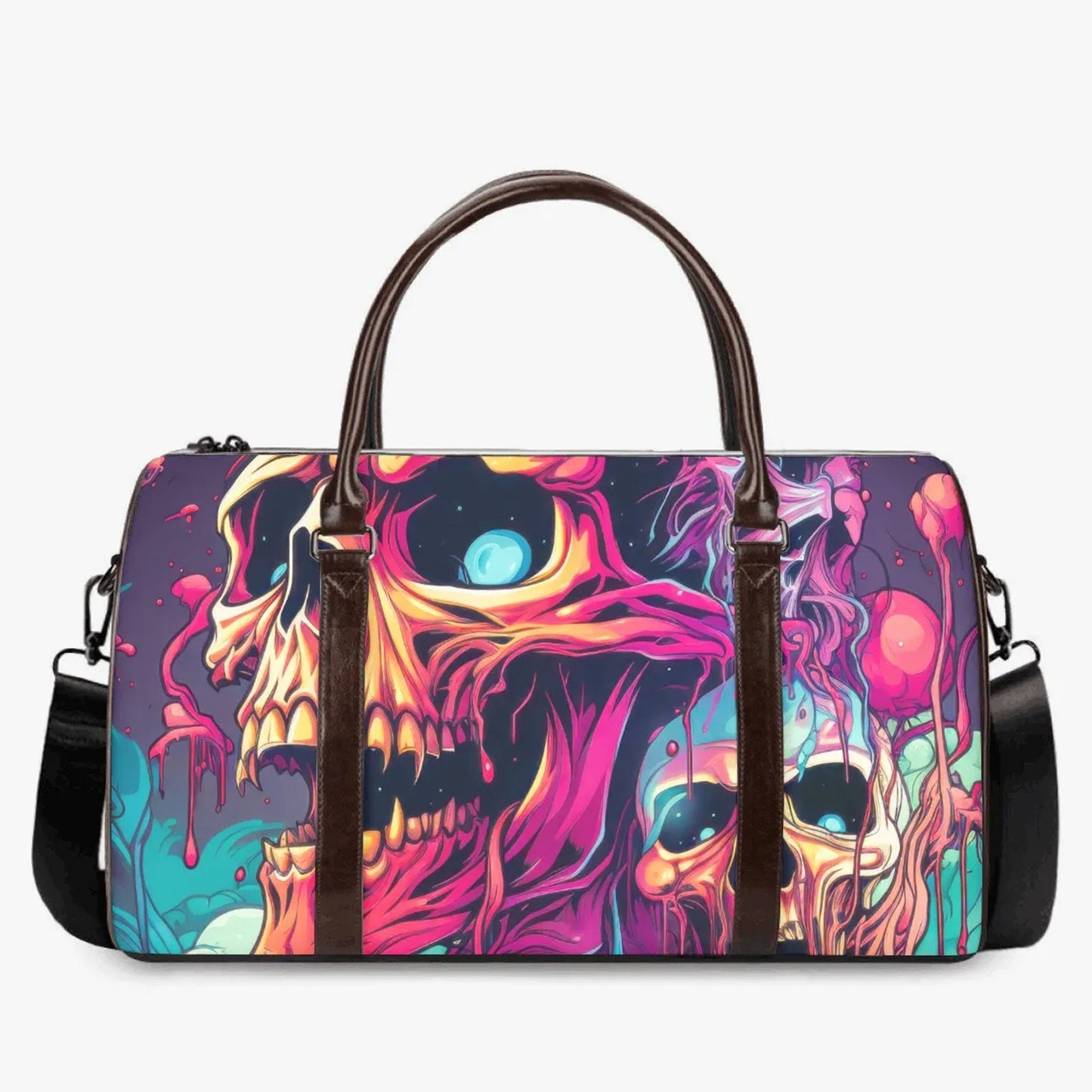 Skull with scythes duffel bag, grim reaper large travel bag, punisher skull Overnight Bag, goth travel bag, punisher skull monogrammed bag,