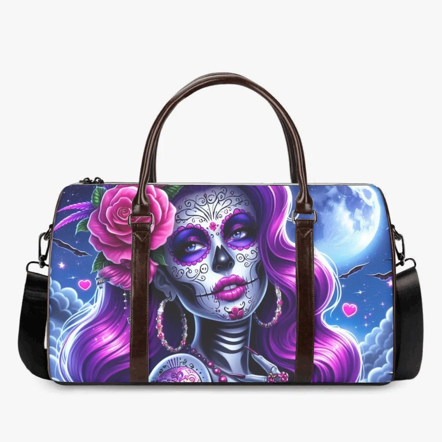 Sugar Skulls Girl Travel Bag, Duffel Bag, Day of the dead Duffle Bag, Candy skull Shoulder Bag, Dia de los muertos Carry On Bag, candy skull