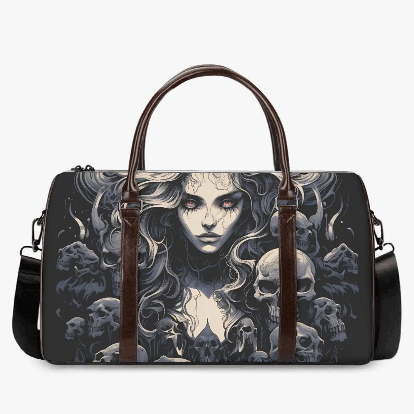 Skull duffel bag, goth duffel bag, flower skull monogrammed bag, death skull Overnight Bag, motorcycle skull travel bag, reaper skull duffel