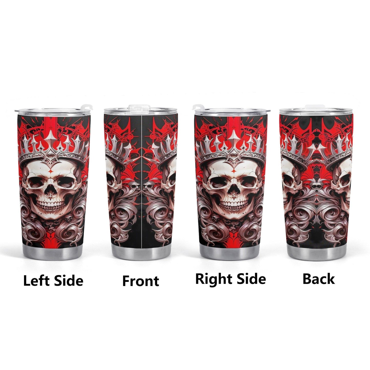 Rose skull jumbo Mug, biker skull tumbler, skull coffee mug, horror tumbler, spooky death tumbler, skull travel mug, reaper skull coffee mug