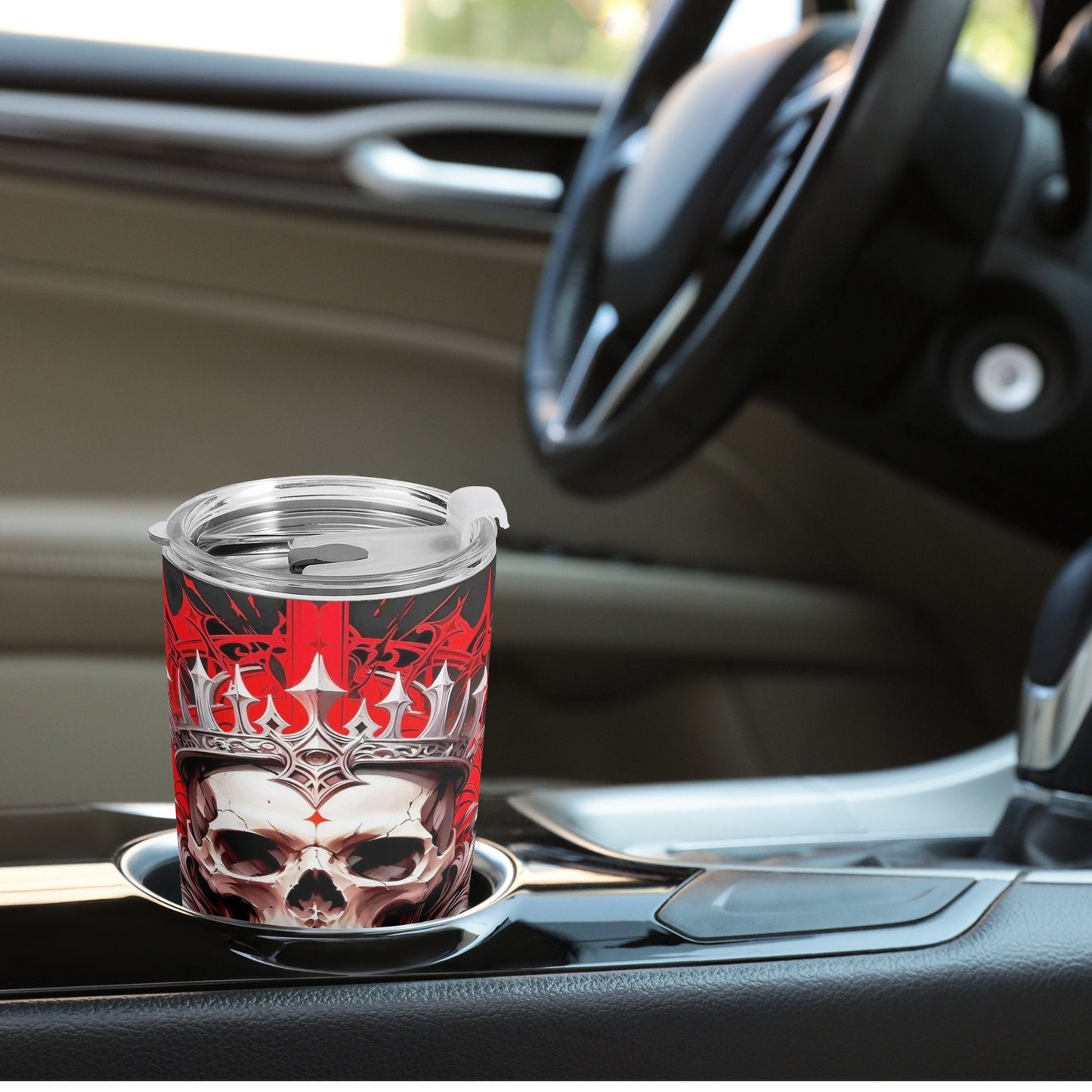 Rose skull jumbo Mug, biker skull tumbler, skull coffee mug, horror tumbler, spooky death tumbler, skull travel mug, reaper skull coffee mug