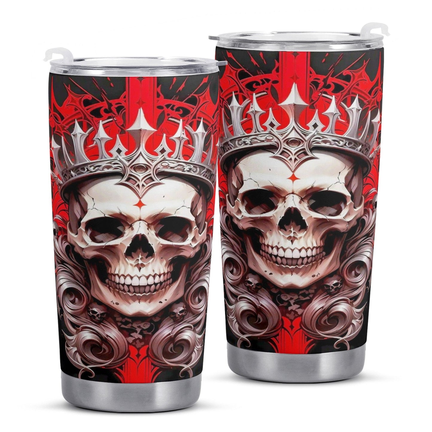 Rose skull jumbo Mug, biker skull tumbler, skull coffee mug, horror tumbler, spooky death tumbler, skull travel mug, reaper skull coffee mug