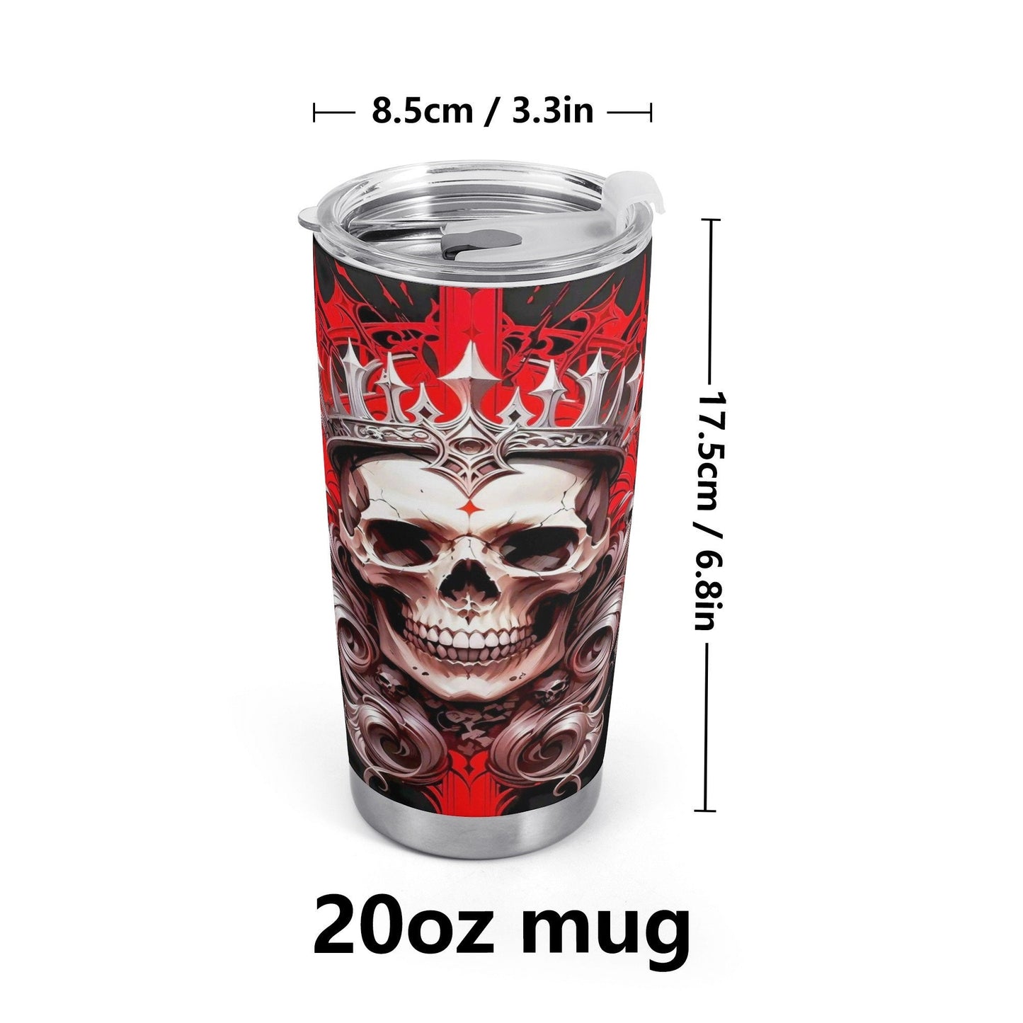 Rose skull jumbo Mug, biker skull tumbler, skull coffee mug, horror tumbler, spooky death tumbler, skull travel mug, reaper skull coffee mug